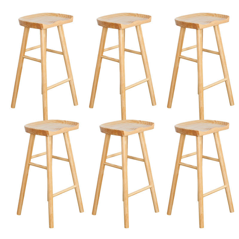 Industrial Solid Wood Bar Stool Backless Counter Stool for Living Room Natural 6 Piece Set Clearhalo 'Bar Furniture' 'Bar Stools' 'bar_stools' 'furn' 'furn_bar_stools' 'Furniture' 'Kitchen & Dining Furniture' 6579891