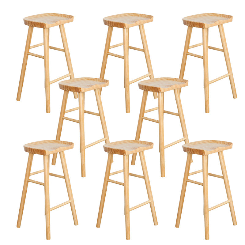 Industrial Solid Wood Bar Stool Backless Counter Stool for Living Room Natural 8 Piece Set Clearhalo 'Bar Furniture' 'Bar Stools' 'bar_stools' 'furn' 'furn_bar_stools' 'Furniture' 'Kitchen & Dining Furniture' 6579893