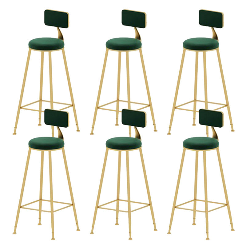 Glam Armless Bar Stool Metal Low Back Barstool with Gold Metal Legs