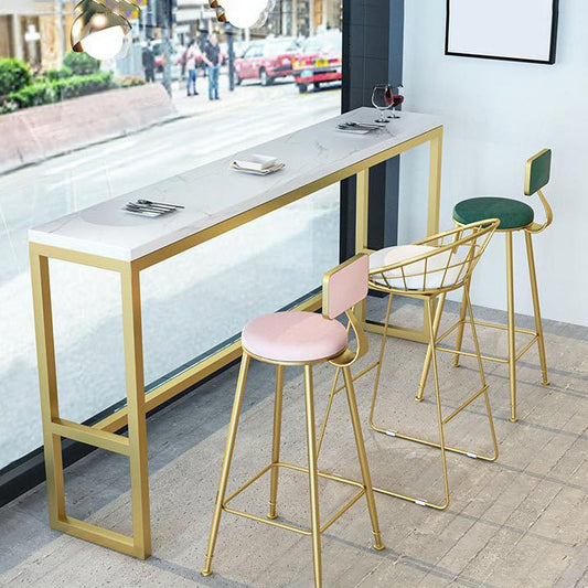 Tabouret de bar sans bras glamour en métal basse bas de bar avec des jambes en métal doré