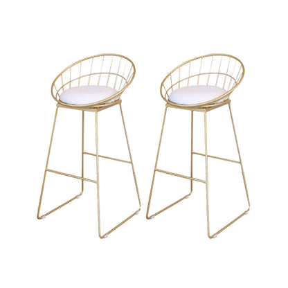 Glam Armless Bar Stool Metal Low Back Barstool with Gold Metal Legs