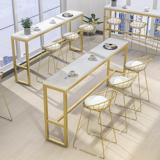 Tabouret de bar sans bras glamour en métal basse bas de bar avec des jambes en métal doré