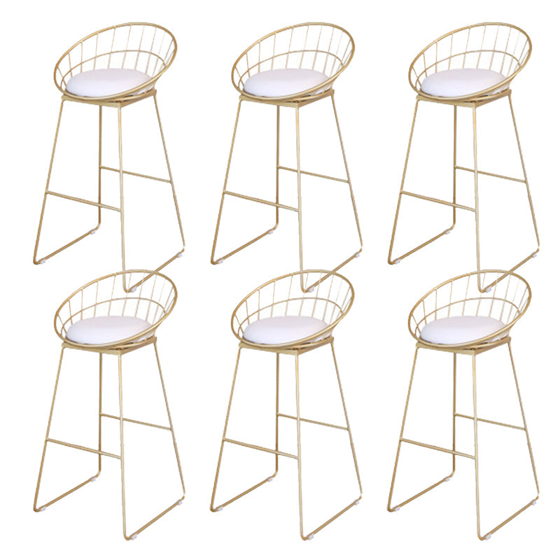 Glam Armless Bar Stool Metal Low Back Barstool with Gold Metal Legs