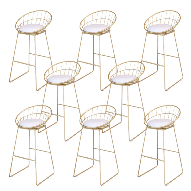 Glam Armless Bar Stool Metal Low Back Barstool with Gold Metal Legs