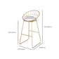 Glam Armless Bar Stool Metal Low Back Barstool with Gold Metal Legs
