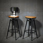 Industrial Solid Wood Dining Stool Adjustable Height Bar Stool with Footrest