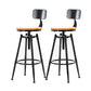 Industrial Solid Wood Dining Stool Adjustable Height Bar Stool with Footrest
