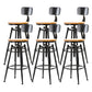 Industrial Solid Wood Dining Stool Adjustable Height Bar Stool with Footrest