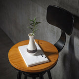 Industrial Solid Wood Dining Stool Adjustable Height Bar Stool with Footrest