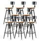 Industrial Solid Wood Dining Stool Adjustable Height Bar Stool with Footrest