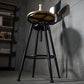 Industrial Solid Wood Dining Stool Adjustable Height Bar Stool with Footrest