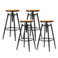Industrial Solid Wood Dining Stool Adjustable Height Bar Stool with Footrest
