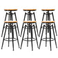 Industrial Solid Wood Dining Stool Adjustable Height Bar Stool with Footrest