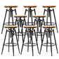 Industrial Solid Wood Dining Stool Adjustable Height Bar Stool with Footrest