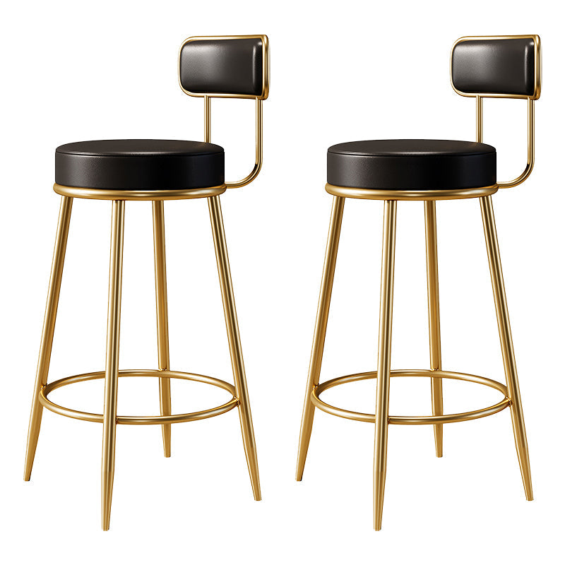 Glam Armless Backrest Counter Stool Iron Counter Stool with Cushion and Pedal Black 2 Piece Set Clearhalo 'Bar Furniture' 'Bar Stools' 'bar_stools' 'furn' 'furn_bar_stools' 'Furniture' 'Kitchen & Dining Furniture' 6580098