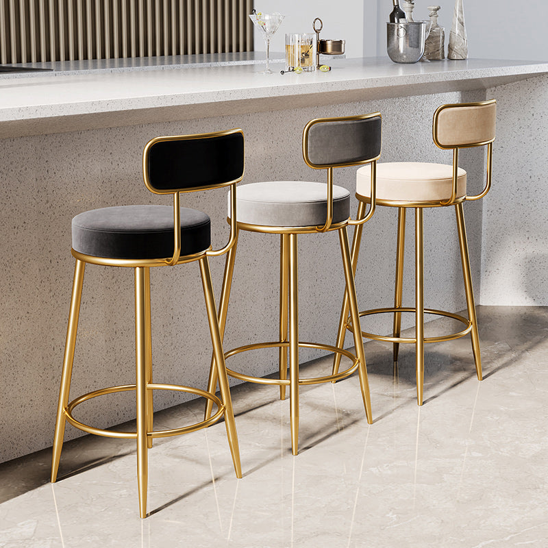 Glam Armless Backrest Counter Stool Iron Counter Stool with Cushion and Pedal Clearhalo 'Bar Furniture' 'Bar Stools' 'bar_stools' 'furn' 'furn_bar_stools' 'Furniture' 'Kitchen & Dining Furniture' 6580100