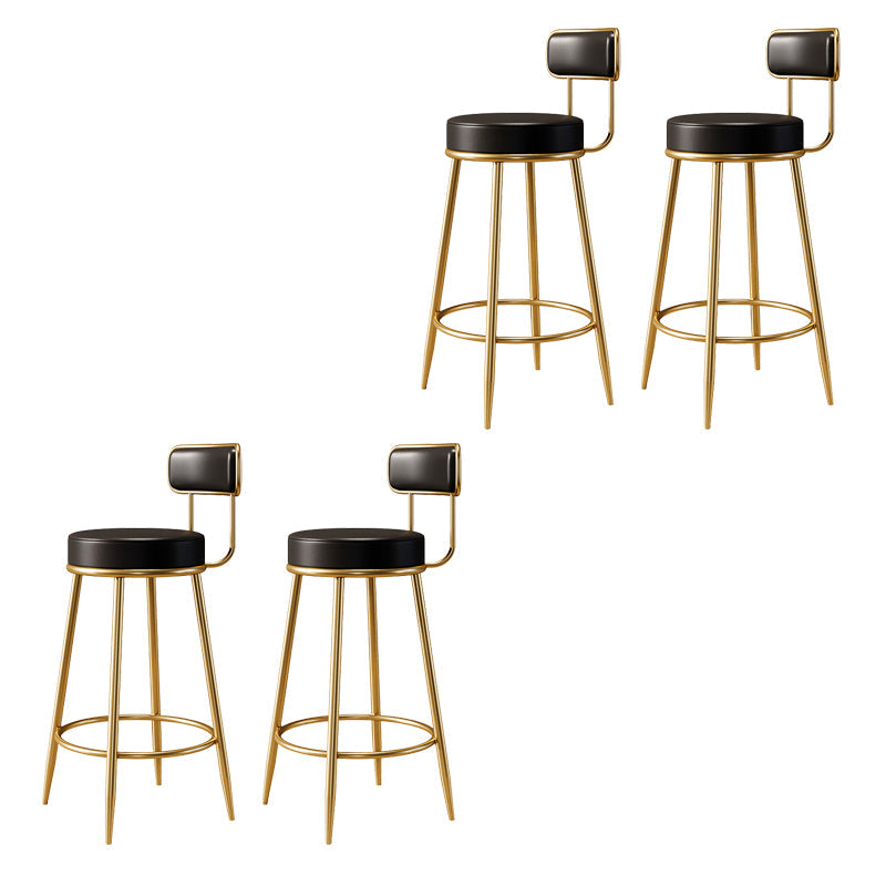 Glam Armless Backrest Counter Stool Iron Counter Stool with Cushion and Pedal Black 4 Piece Set Clearhalo 'Bar Furniture' 'Bar Stools' 'bar_stools' 'furn' 'furn_bar_stools' 'Furniture' 'Kitchen & Dining Furniture' 6580101