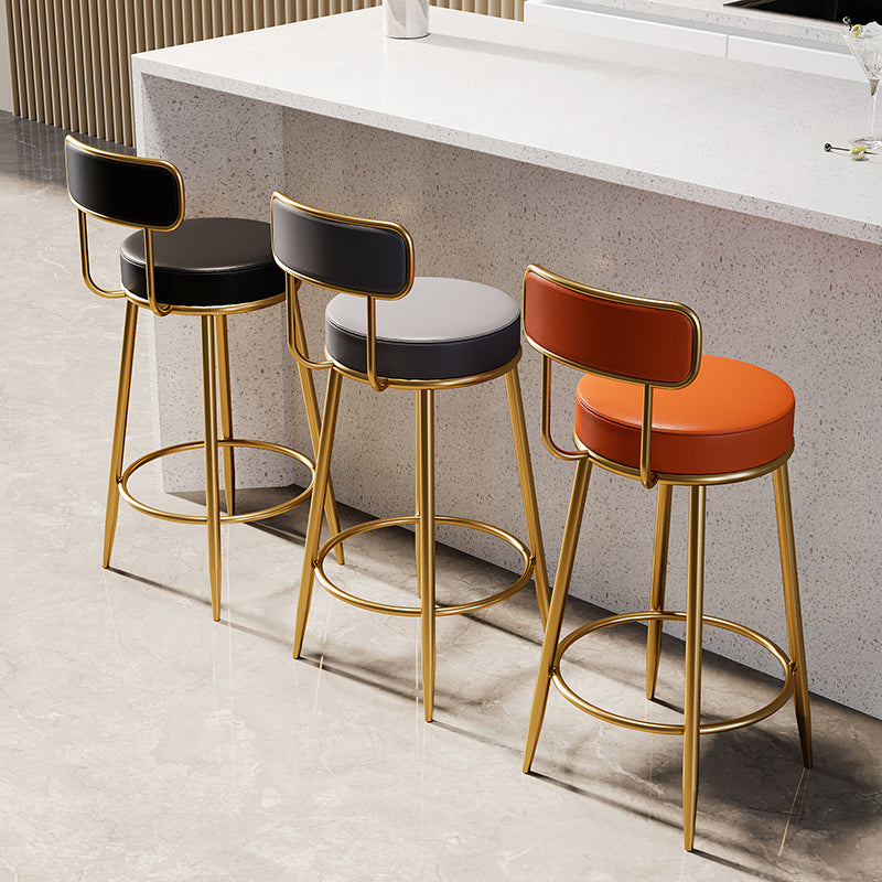 Glam Armless Backrest Counter Stool Iron Counter Stool with Cushion and Pedal Clearhalo 'Bar Furniture' 'Bar Stools' 'bar_stools' 'furn' 'furn_bar_stools' 'Furniture' 'Kitchen & Dining Furniture' 6580102