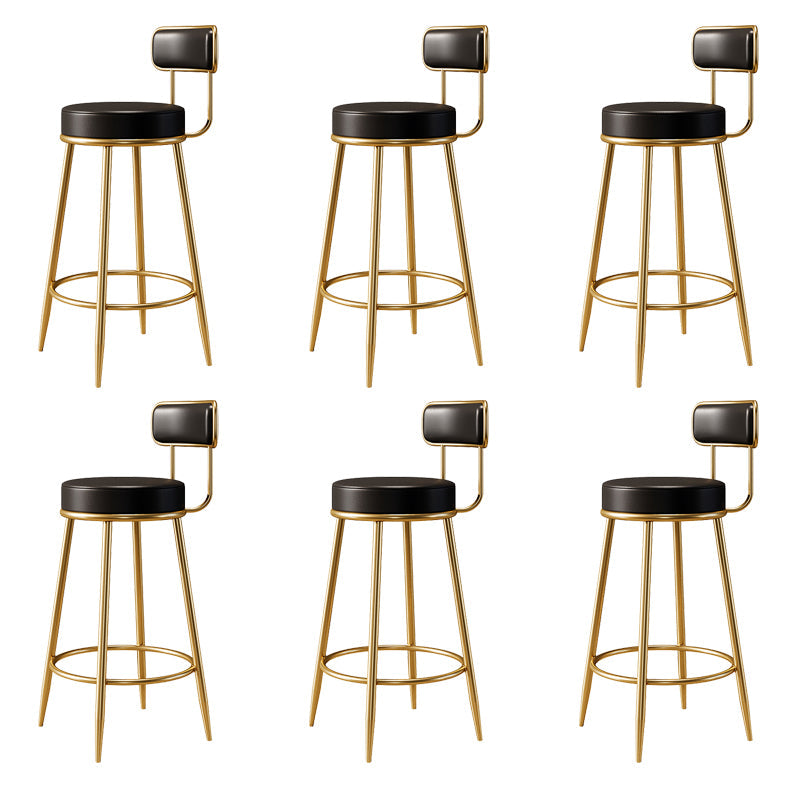 Glam Armless Backrest Counter Stool Iron Counter Stool with Cushion and Pedal Black 6 Piece Set Clearhalo 'Bar Furniture' 'Bar Stools' 'bar_stools' 'furn' 'furn_bar_stools' 'Furniture' 'Kitchen & Dining Furniture' 6580103