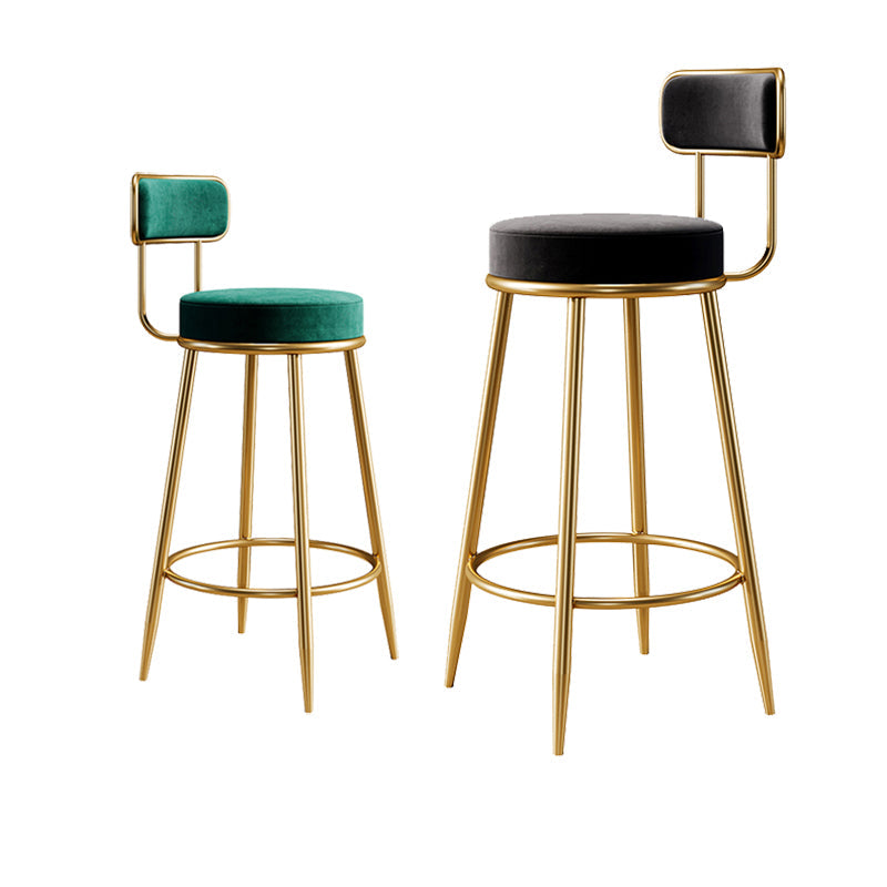 Glam Armless Backrest Counter Stool Iron Counter Stool with Cushion and Pedal Clearhalo 'Bar Furniture' 'Bar Stools' 'bar_stools' 'furn' 'furn_bar_stools' 'Furniture' 'Kitchen & Dining Furniture' 6580104