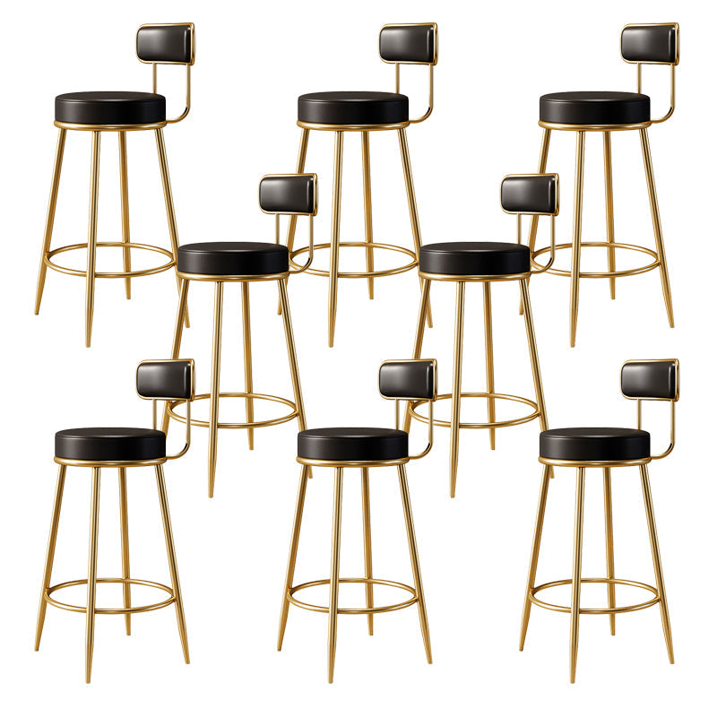Glam Armless Backrest Counter Stool Iron Counter Stool with Cushion and Pedal Black 8 Piece Set Clearhalo 'Bar Furniture' 'Bar Stools' 'bar_stools' 'furn' 'furn_bar_stools' 'Furniture' 'Kitchen & Dining Furniture' 6580105