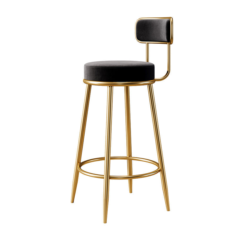 Glam Armless Backrest Counter Stool Iron Counter Stool with Cushion and Pedal Grey 1 Piece Clearhalo 'Bar Furniture' 'Bar Stools' 'bar_stools' 'furn' 'furn_bar_stools' 'Furniture' 'Kitchen & Dining Furniture' 6580107