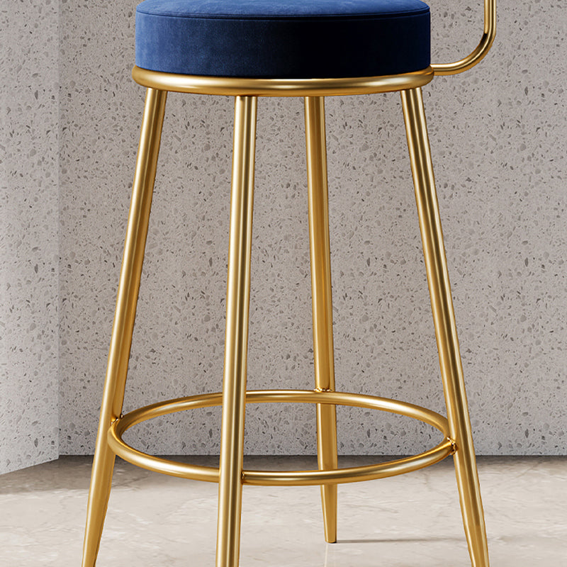 Glam Armless Backrest Counter Stool Iron Counter Stool with Cushion and Pedal Clearhalo 'Bar Furniture' 'Bar Stools' 'bar_stools' 'furn' 'furn_bar_stools' 'Furniture' 'Kitchen & Dining Furniture' 6580108