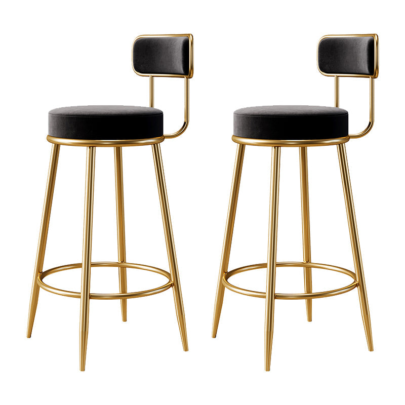 Glam Armless Backrest Counter Stool Iron Counter Stool with Cushion and Pedal Grey 2 Piece Set Clearhalo 'Bar Furniture' 'Bar Stools' 'bar_stools' 'furn' 'furn_bar_stools' 'Furniture' 'Kitchen & Dining Furniture' 6580109