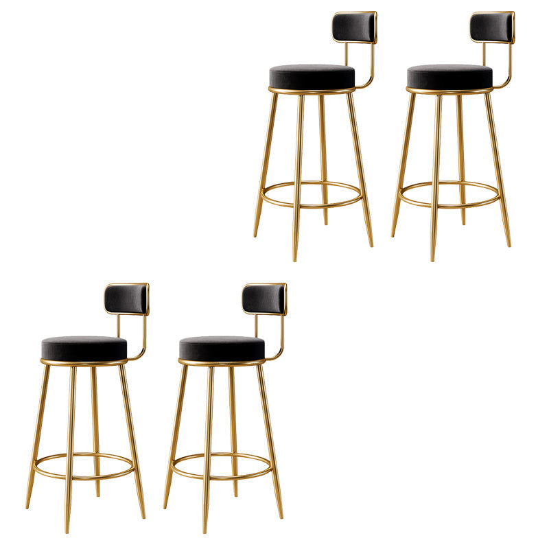 Glam Armless Backrest Counter Stool Iron Counter Stool with Cushion and Pedal Grey 4 Piece Set Clearhalo 'Bar Furniture' 'Bar Stools' 'bar_stools' 'furn' 'furn_bar_stools' 'Furniture' 'Kitchen & Dining Furniture' 6580110