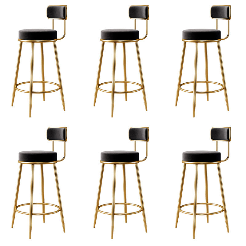 Glam Armless Backrest Counter Stool Iron Counter Stool with Cushion and Pedal Grey 6 Piece Set Clearhalo 'Bar Furniture' 'Bar Stools' 'bar_stools' 'furn' 'furn_bar_stools' 'Furniture' 'Kitchen & Dining Furniture' 6580113
