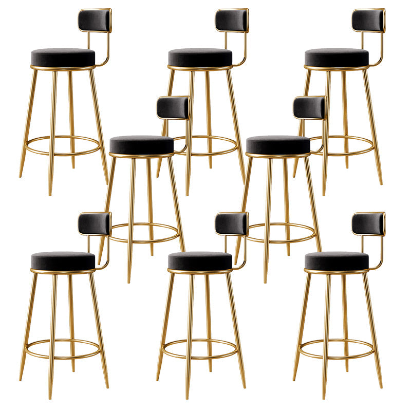 Glam Armless Backrest Counter Stool Iron Counter Stool with Cushion and Pedal Grey 8 Piece Set Clearhalo 'Bar Furniture' 'Bar Stools' 'bar_stools' 'furn' 'furn_bar_stools' 'Furniture' 'Kitchen & Dining Furniture' 6580114