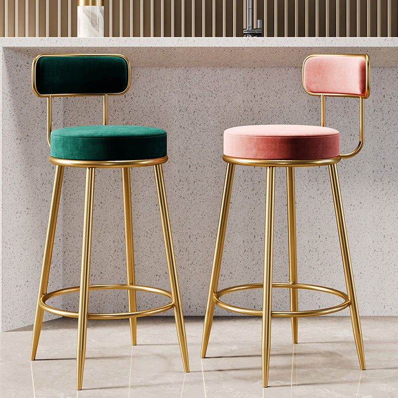 Glam Armless Backrest Counter Stool Iron Counter Stool with Cushion and Pedal Clearhalo 'Bar Furniture' 'Bar Stools' 'bar_stools' 'furn' 'furn_bar_stools' 'Furniture' 'Kitchen & Dining Furniture' 6580115