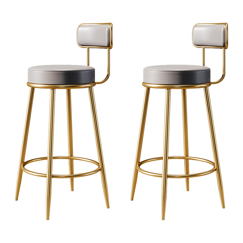 Glam Armless Backrest Counter Stool Iron Counter Stool with Cushion and Pedal Light Gray 2 Piece Set Clearhalo 'Bar Furniture' 'Bar Stools' 'bar_stools' 'furn' 'furn_bar_stools' 'Furniture' 'Kitchen & Dining Furniture' 6580118