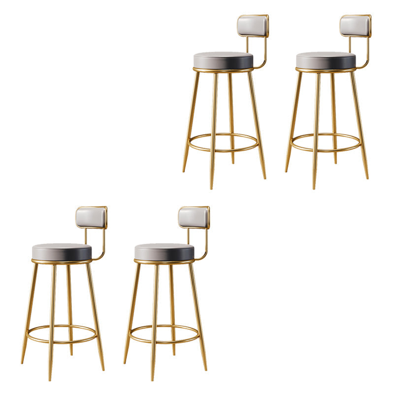 Glam Armless Backrest Counter Stool Iron Counter Stool with Cushion and Pedal Light Gray 4 Piece Set Clearhalo 'Bar Furniture' 'Bar Stools' 'bar_stools' 'furn' 'furn_bar_stools' 'Furniture' 'Kitchen & Dining Furniture' 6580119
