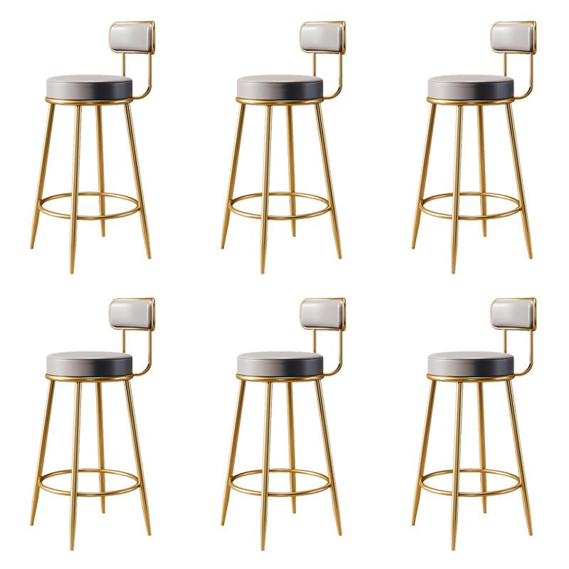 Glam Armless Backrest Counter Stool Iron Counter Stool with Cushion and Pedal Light Gray 6 Piece Set Clearhalo 'Bar Furniture' 'Bar Stools' 'bar_stools' 'furn' 'furn_bar_stools' 'Furniture' 'Kitchen & Dining Furniture' 6580120