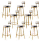Glam Armless Backrest Counter Stool Iron Counter Stool with Cushion and Pedal Light Gray 8 Piece Set Clearhalo 'Bar Furniture' 'Bar Stools' 'bar_stools' 'furn' 'furn_bar_stools' 'Furniture' 'Kitchen & Dining Furniture' 6580121