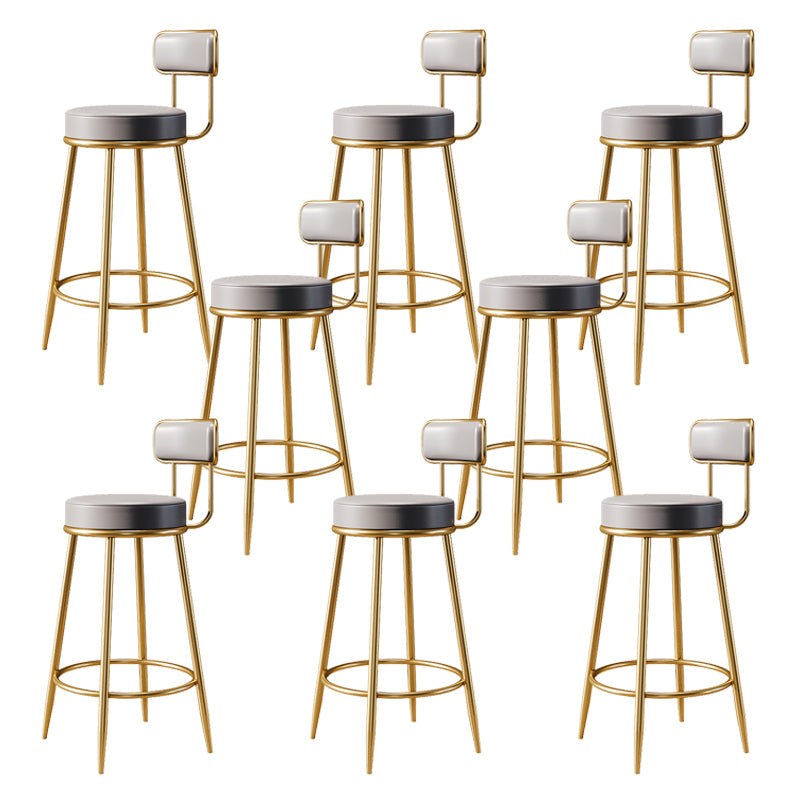Glam Armless Backrest Counter Stool Iron Counter Stool with Cushion and Pedal Light Gray 8 Piece Set Clearhalo 'Bar Furniture' 'Bar Stools' 'bar_stools' 'furn' 'furn_bar_stools' 'Furniture' 'Kitchen & Dining Furniture' 6580121