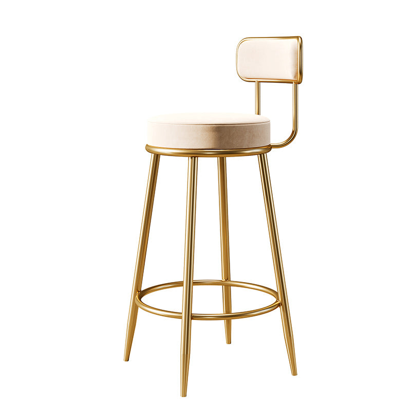 Glam Armless Backrest Counter Stool Iron Counter Stool with Cushion and Pedal White 1 Piece Clearhalo 'Bar Furniture' 'Bar Stools' 'bar_stools' 'furn' 'furn_bar_stools' 'Furniture' 'Kitchen & Dining Furniture' 6580122