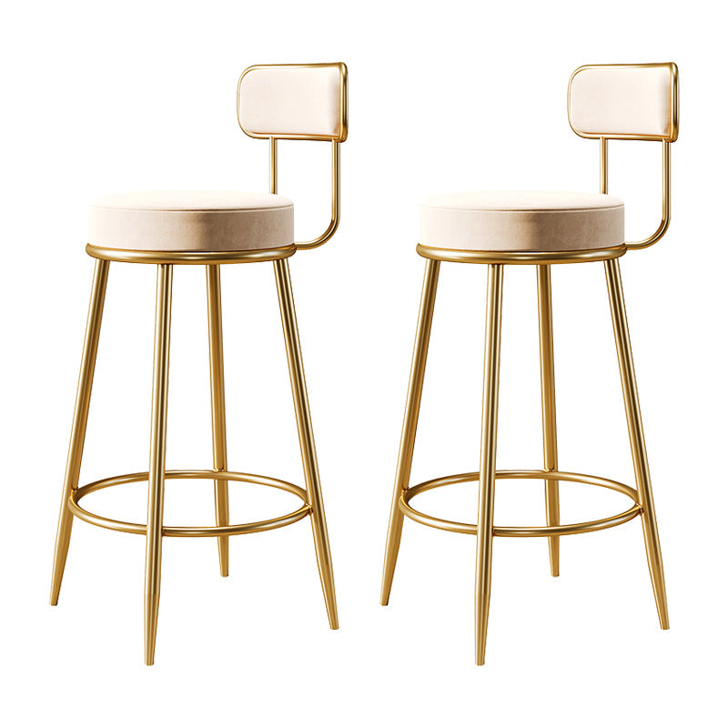 Glam Armless Backrest Counter Stool Iron Counter Stool with Cushion and Pedal White 2 Piece Set Clearhalo 'Bar Furniture' 'Bar Stools' 'bar_stools' 'furn' 'furn_bar_stools' 'Furniture' 'Kitchen & Dining Furniture' 6580123