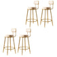 Glam Armless Backrest Counter Stool Iron Counter Stool with Cushion and Pedal White 4 Piece Set Clearhalo 'Bar Furniture' 'Bar Stools' 'bar_stools' 'furn' 'furn_bar_stools' 'Furniture' 'Kitchen & Dining Furniture' 6580124