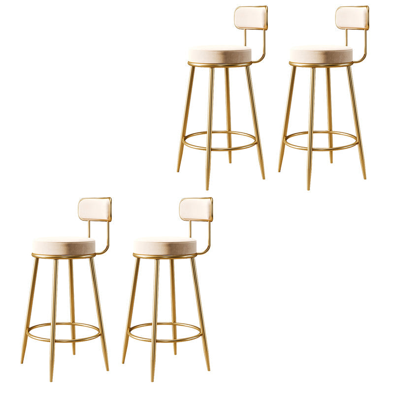 Glam Armless Backrest Counter Stool Iron Counter Stool with Cushion and Pedal White 4 Piece Set Clearhalo 'Bar Furniture' 'Bar Stools' 'bar_stools' 'furn' 'furn_bar_stools' 'Furniture' 'Kitchen & Dining Furniture' 6580124