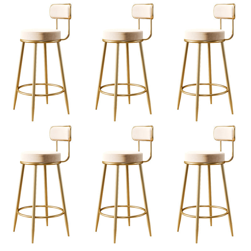 Glam Armless Backrest Counter Stool Iron Counter Stool with Cushion and Pedal White 6 Piece Set Clearhalo 'Bar Furniture' 'Bar Stools' 'bar_stools' 'furn' 'furn_bar_stools' 'Furniture' 'Kitchen & Dining Furniture' 6580125