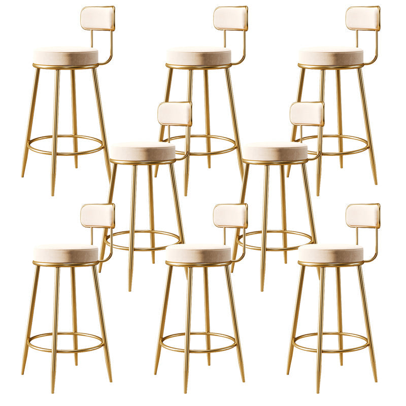 Glam Armless Backrest Counter Stool Iron Counter Stool with Cushion and Pedal White 8 Piece Set Clearhalo 'Bar Furniture' 'Bar Stools' 'bar_stools' 'furn' 'furn_bar_stools' 'Furniture' 'Kitchen & Dining Furniture' 6580126