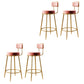 Glam Armless Backrest Counter Stool Iron Counter Stool with Cushion and Pedal Pink 4 Piece Set Clearhalo 'Bar Furniture' 'Bar Stools' 'bar_stools' 'furn' 'furn_bar_stools' 'Furniture' 'Kitchen & Dining Furniture' 6580129