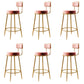 Glam Armless Backrest Counter Stool Iron Counter Stool with Cushion and Pedal Pink 6 Piece Set Clearhalo 'Bar Furniture' 'Bar Stools' 'bar_stools' 'furn' 'furn_bar_stools' 'Furniture' 'Kitchen & Dining Furniture' 6580130