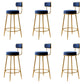 Glam Armless Backrest Counter Stool Iron Counter Stool with Cushion and Pedal Blue 6 Piece Set Clearhalo 'Bar Furniture' 'Bar Stools' 'bar_stools' 'furn' 'furn_bar_stools' 'Furniture' 'Kitchen & Dining Furniture' 6580135
