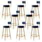 Glam Armless Backrest Counter Stool Iron Counter Stool with Cushion and Pedal Blue 8 Piece Set Clearhalo 'Bar Furniture' 'Bar Stools' 'bar_stools' 'furn' 'furn_bar_stools' 'Furniture' 'Kitchen & Dining Furniture' 6580136