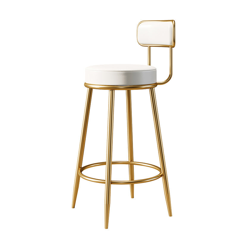 Glam Armless Backrest Counter Stool Iron Counter Stool with Cushion and Pedal Gloss White 1 Piece Clearhalo 'Bar Furniture' 'Bar Stools' 'bar_stools' 'furn' 'furn_bar_stools' 'Furniture' 'Kitchen & Dining Furniture' 6580137