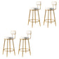 Glam Armless Backrest Counter Stool Iron Counter Stool with Cushion and Pedal Gloss White 4 Piece Set Clearhalo 'Bar Furniture' 'Bar Stools' 'bar_stools' 'furn' 'furn_bar_stools' 'Furniture' 'Kitchen & Dining Furniture' 6580139