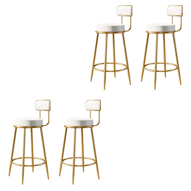 Glam Armless Backrest Counter Stool Iron Counter Stool with Cushion and Pedal Gloss White 4 Piece Set Clearhalo 'Bar Furniture' 'Bar Stools' 'bar_stools' 'furn' 'furn_bar_stools' 'Furniture' 'Kitchen & Dining Furniture' 6580139